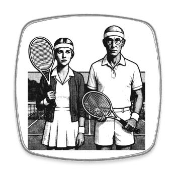 Art du tennis, tennis américain, chemise, sweat à capuche, sac - Magnet carré - blanc - Devant