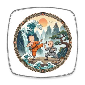 Kung Fu Kämpfer - Viereckiger Kühlschrankmagnet - Weiß - Vorne