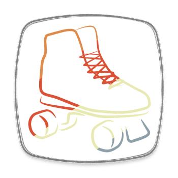 Retro Vintage Roller Skates - Square fridge magnet - white - Front