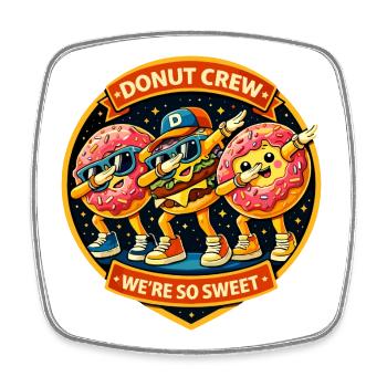 Donut Crew: Süße Helden - Dabbing Dab Dance - Viereckiger Kühlschrankmagnet - Weiß - Vorne