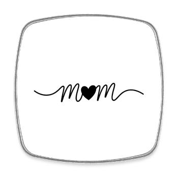 Mom Heart Minimalist Cute Mama Love Shirt - Square fridge magnet - white - Front