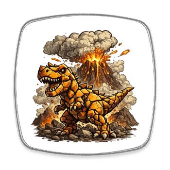T-Rex de Lave de Feu - Magnet carré - blanc - Devant