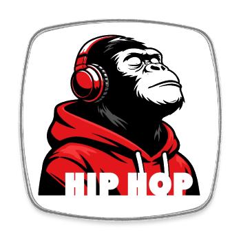 Hip Hop Gorilla Portrait - Square fridge magnet - white - Front