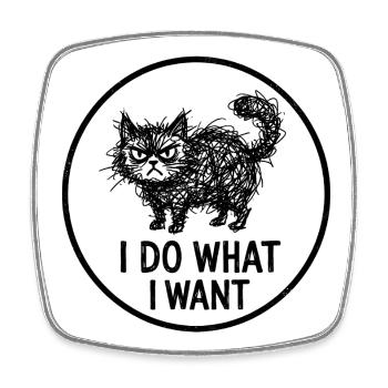 Je fais ce que je veux logo du chat - Magnet carré - blanc - Devant