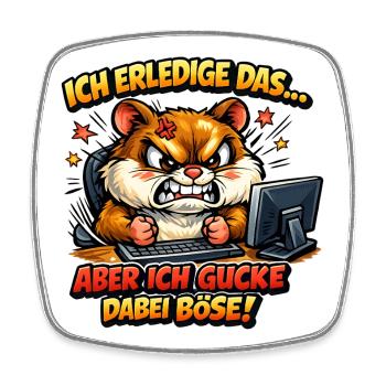 Ich mach das Hamster lustiger Büro Spruch - Viereckiger Kühlschrankmagnet - Weiß - Vorne