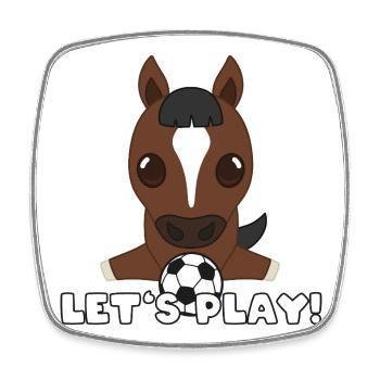 Conception du football cheval : Jouons - Magnet carré - blanc - Devant