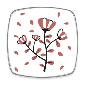 Rosa Zweige Blumenmotiv - Viereckiger Kühlschrankmagnet - Weiß - Vorne