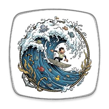 Surfers, surfers and the sea - Square fridge magnet - white - Front