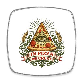 Pizza Pyramid Eye Crust Motto - Square fridge magnet - white - Front