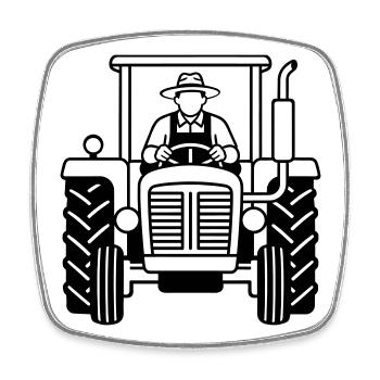 Tractor - Square fridge magnet - white - Front