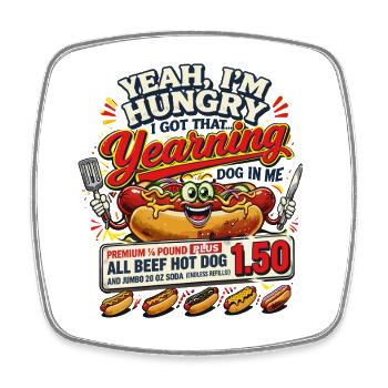 Hot Dog Fast Food Snack Retro Style - Viereckiger Kühlschrankmagnet - Weiß - Vorne