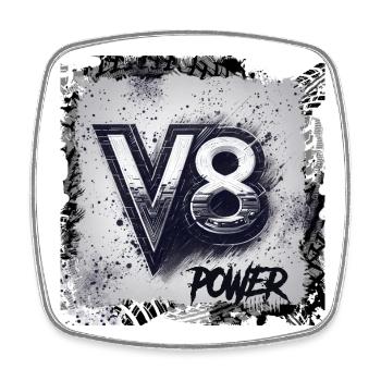 V8 power - Square fridge magnet - white - Front