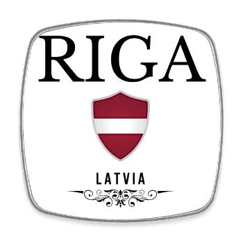 Riga souvenir, elegant design Riga - Square fridge magnet - white - Front