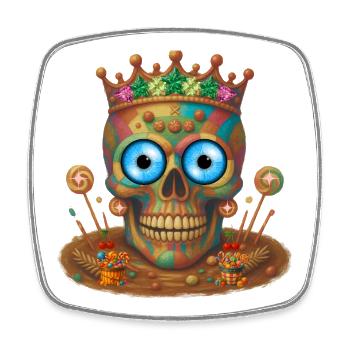 Candy skull t-shirt design. - Square fridge magnet - white - Front