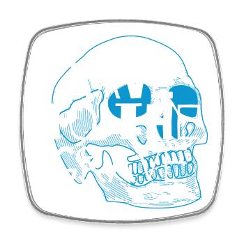 Rave to the Grave Skull Tee - Square fridge magnet - white - Front