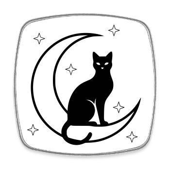 Cat Moon Stars Silhouette - Square fridge magnet - white - Front