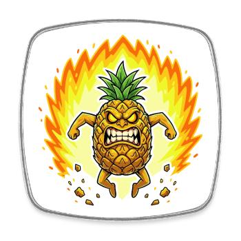 Angry pineapple with flames - Square fridge magnet - white - Front