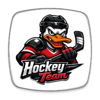Mascotte du hockey canard - Magnet carré - blanc - Devant
