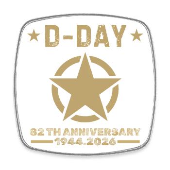 D-Day 82. Jahrestag 1944 2026 Gedenken - Viereckiger Kühlschrankmagnet - Weiß - Vorne