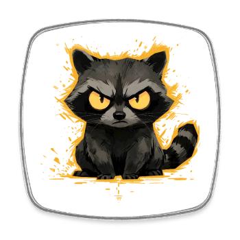 Raccoon - Angry Cute Animal Motif - Square fridge magnet - white - Front