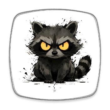 Raccoon - Grumpy & Bold Trash Panda - Square fridge magnet - white - Front