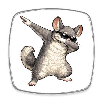 Dabbing Chinchilla - Viereckiger Kühlschrankmagnet - Weiß - Vorne