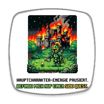 Side Quest Pause Gaming Spruch - Viereckiger Kühlschrankmagnet - Weiß - Vorne