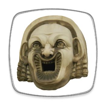 Masque de Pierre Rieur - Magnet carré - blanc - Devant