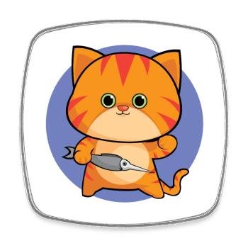 Friendly Tabby Cat with Green Eyes - Square fridge magnet - white - Front