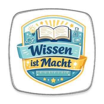 Wissen ist Macht Badge - Viereckiger Kühlschrankmagnet - Weiß - Vorne