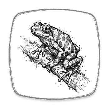 Pfeilgiftfrosch Sketch - Modernes Natur Design - Viereckiger Kühlschrankmagnet - Weiß - Vorne