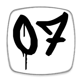 Number 07 Urban Graffiti Style - Square fridge magnet - white - Front