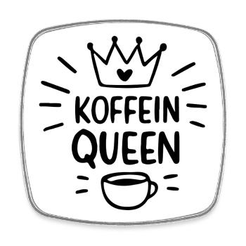 Schwarze Silhouette Koffein queen Morgenmuffel - Viereckiger Kühlschrankmagnet - Weiß - Vorne