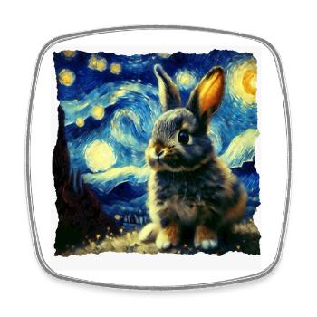 Starry sky style rabbit - Square fridge magnet - white - Front