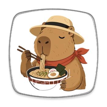 Capybara Ramen: Kawaii japanische Köstlichkeit - Viereckiger Kühlschrankmagnet - Weiß - Vorne