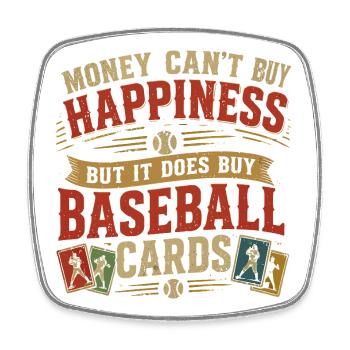 Cartes de Baseball et Bonheur : Design Passion - Magnet carré - blanc - Devant