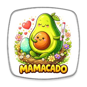 Mamacado Avocado - Lustiges Mama Kawaii Design - Viereckiger Kühlschrankmagnet - Weiß - Vorne