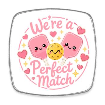 Pickleball Love: The Perfect Kawaii Duo - Square fridge magnet - white - Front