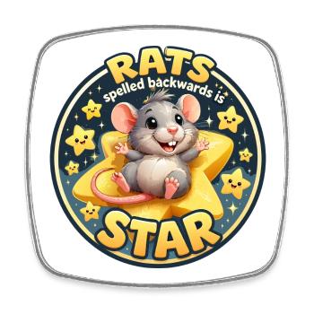 Pet Rat: The Little Kawaii Star - Square fridge magnet - white - Front