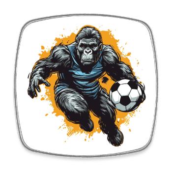 Gorilla Fussball Team - Viereckiger Kühlschrankmagnet - Weiß - Vorne