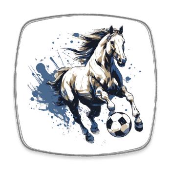 Pferd Fussball Team - Viereckiger Kühlschrankmagnet - Weiß - Vorne