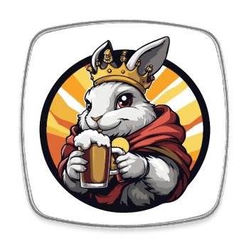 Hase Bier Lustig - Viereckiger Kühlschrankmagnet - Weiß - Vorne