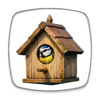 Vogelhaus Blau - Viereckiger Kühlschrankmagnet - Weiß - Vorne