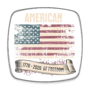 Amerikanische Flagge 250 Jahre Freiheit 1776–2026 - Viereckiger Kühlschrankmagnet - Weiß - Vorne