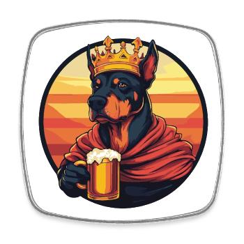 Dobermann Hund Bier Lustig - Viereckiger Kühlschrankmagnet - Weiß - Vorne