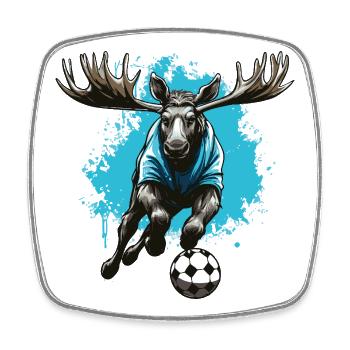 Elch Fussball Team - Viereckiger Kühlschrankmagnet - Weiß - Vorne