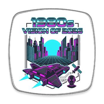 1980s Version Of 2026 - Viereckiger Kühlschrankmagnet - Weiß - Vorne