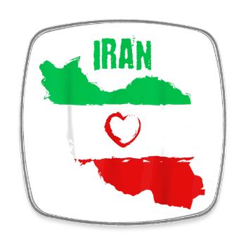Iranische Herzflagge - Viereckiger Kühlschrankmagnet - Weiß - Vorne