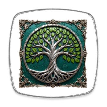 Arbre de vie circulaire métallique - Magnet carré - blanc - Devant