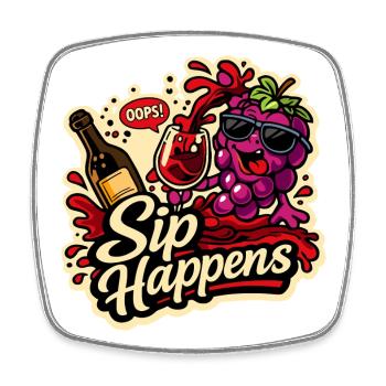 Sip Happens Grapes Comic - Square fridge magnet - white - Front